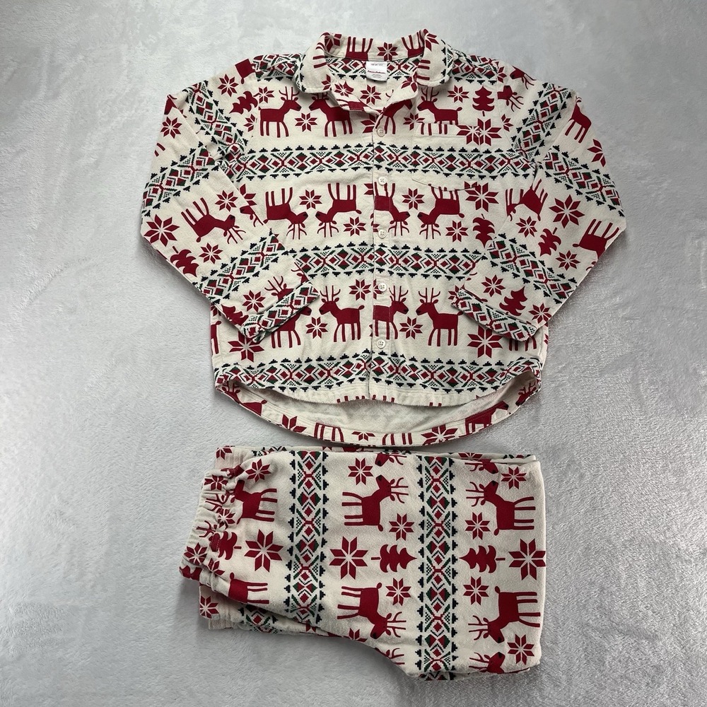 Hanna Andersson Flannel Pajamas Kids Unisex 8 Christmas Reindeer Holidays